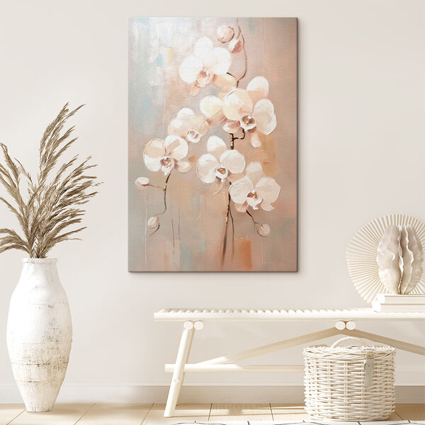 Schilderij van witte bloemen Schilderij van witte bloemen