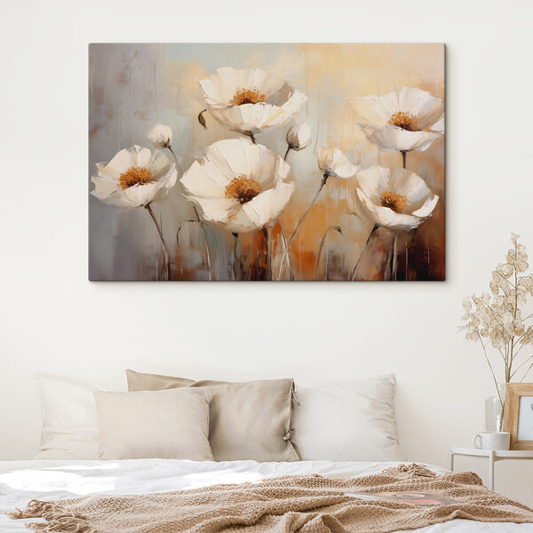 Schilderij van witte bloemen Schilderij van witte bloemen