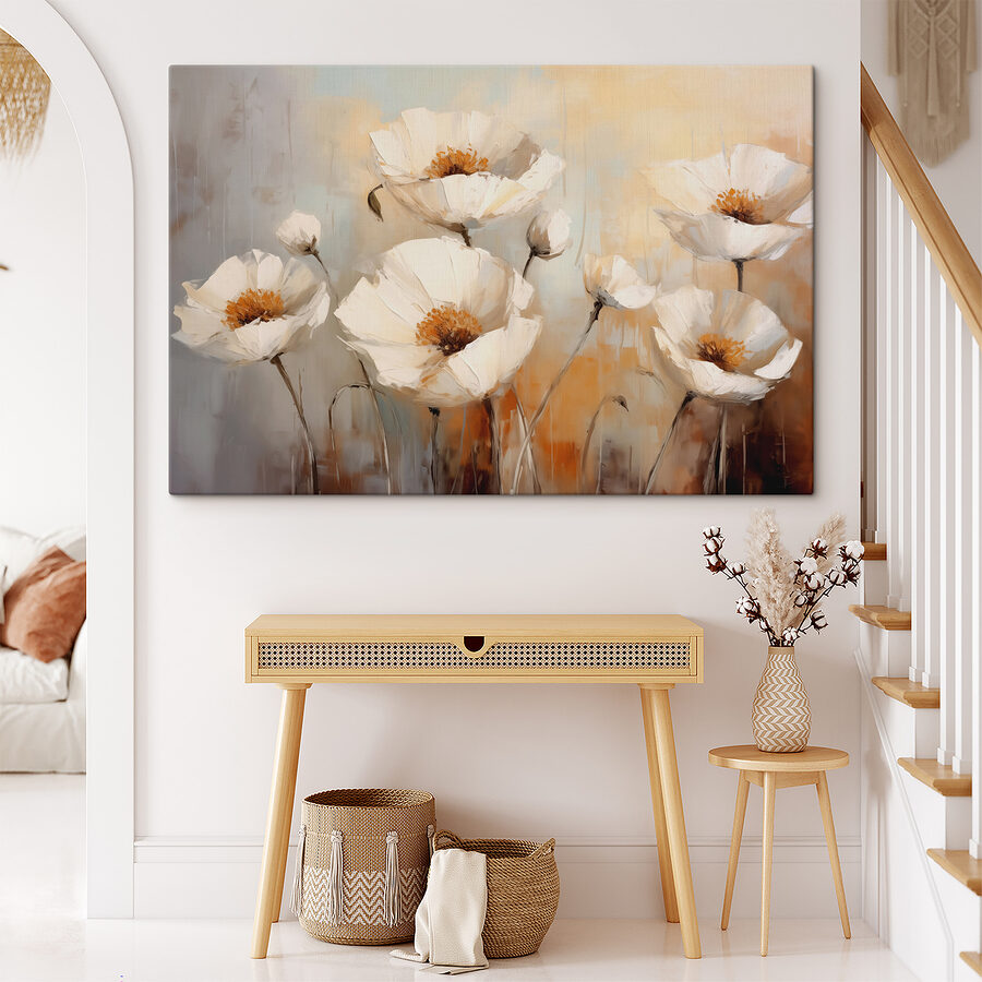Schilderij van witte bloemen