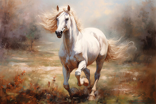 Wit paard in een veld Wit paard in een veld