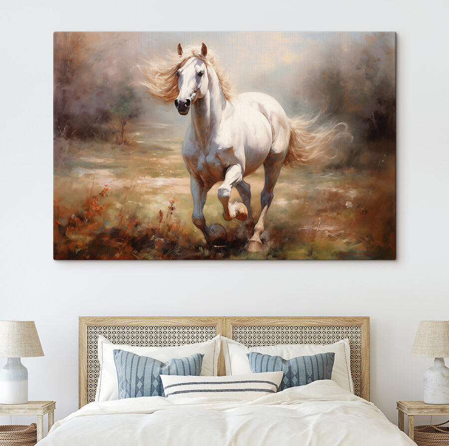 Wit paard in een veld Wit paard in een veld