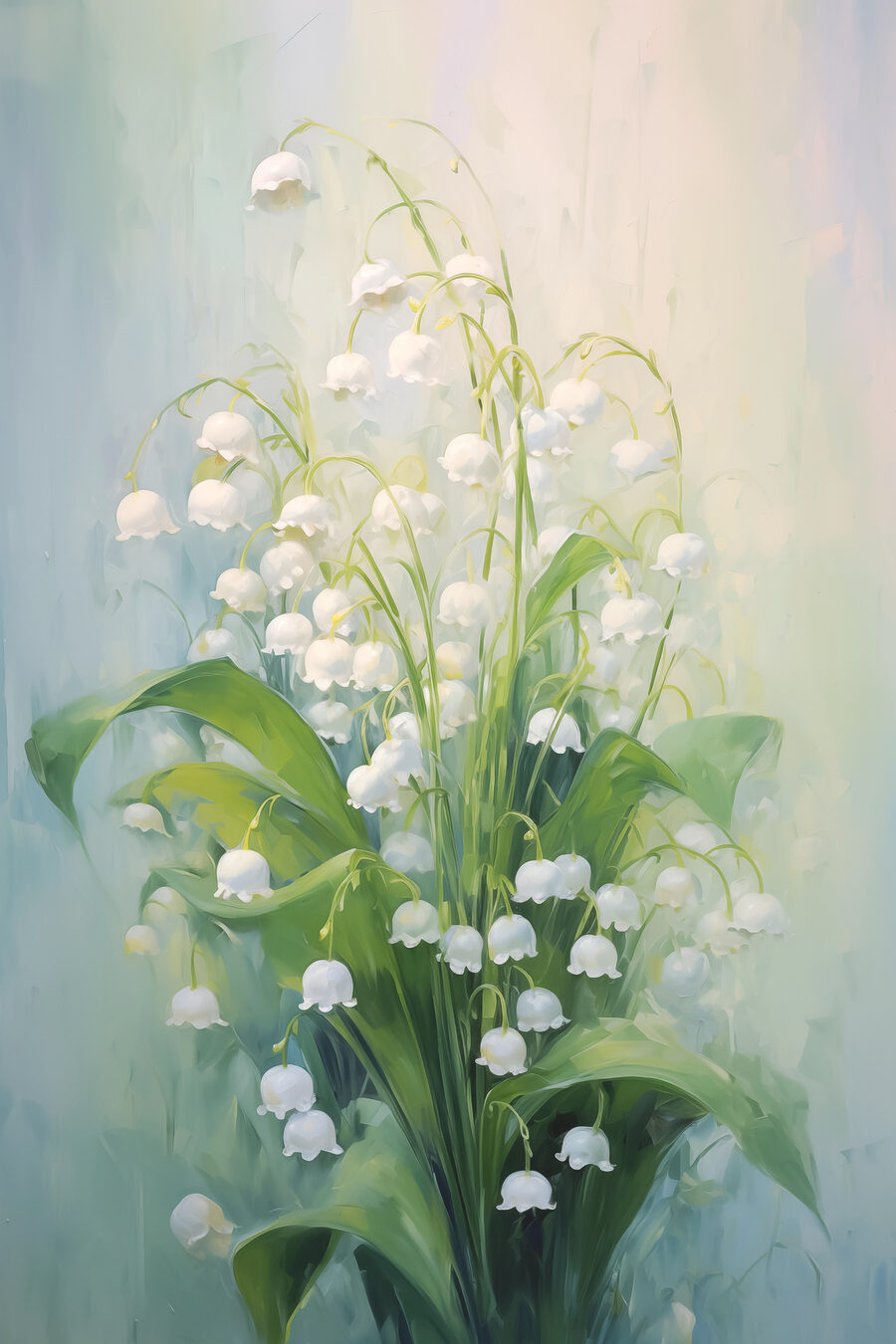 Schilderij van een bos witte bloemen