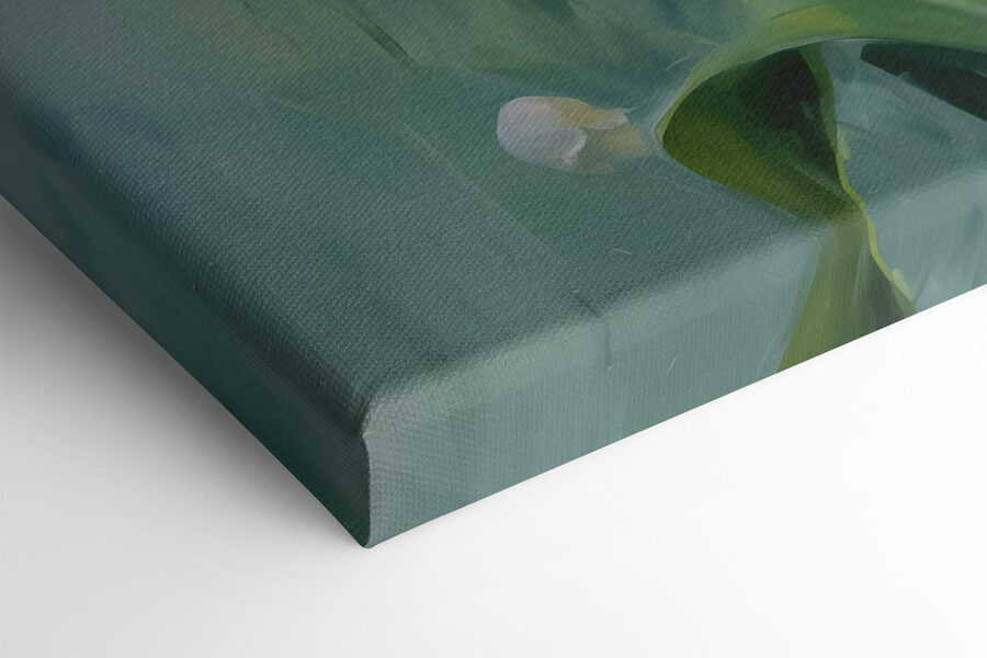 Schilderij van een bos witte bloemen