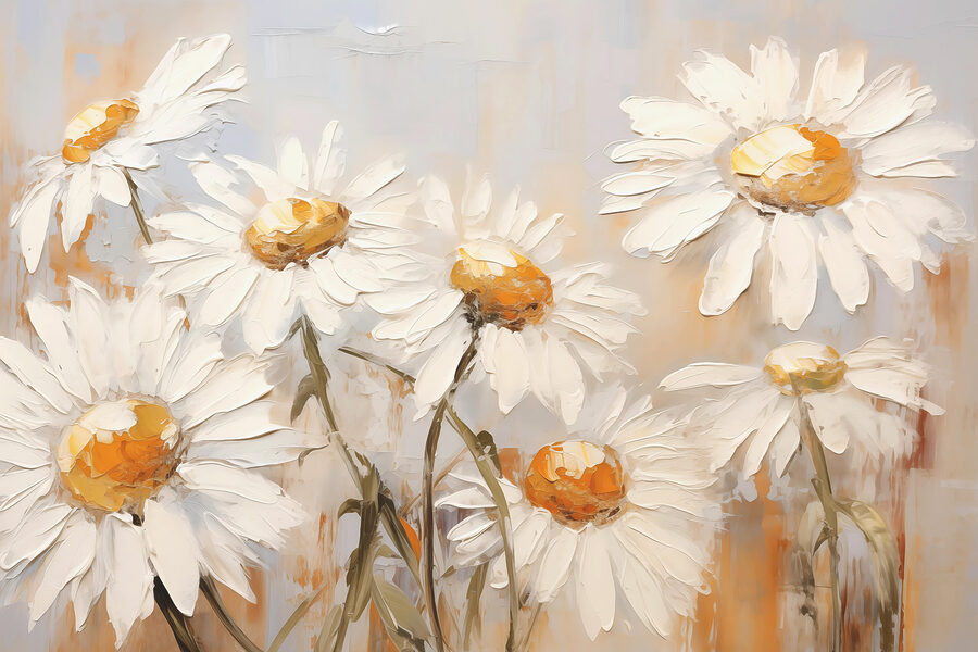 Schilderij van witte bloemen