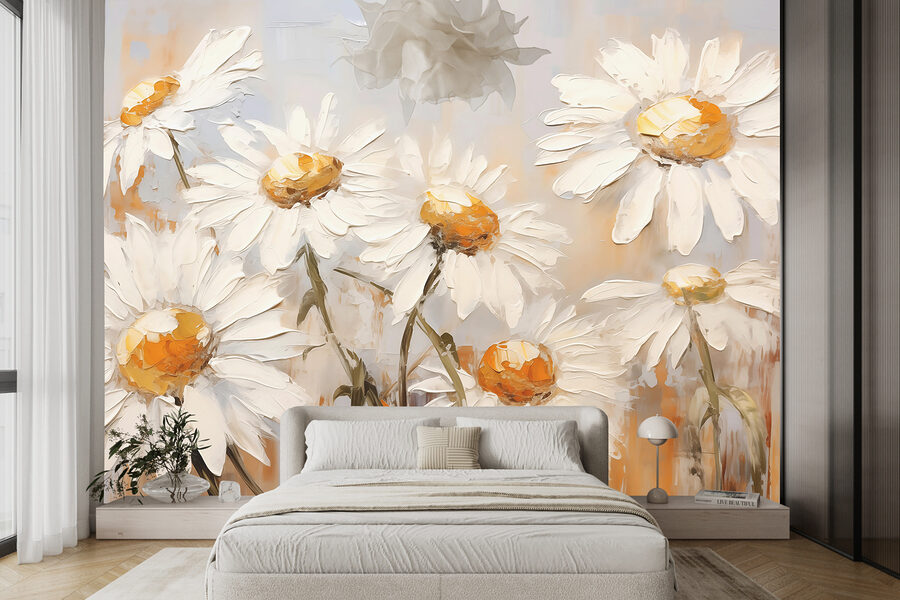Schilderij van witte bloemen