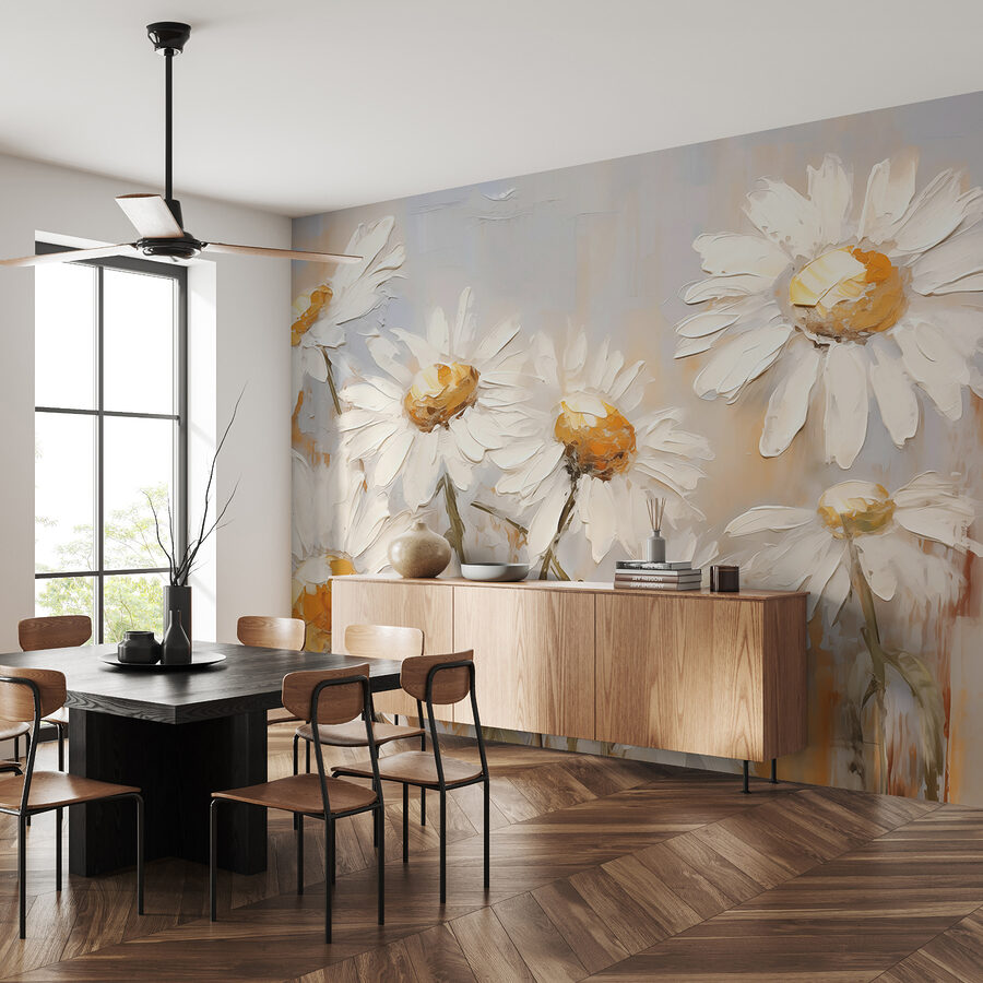 Schilderij van witte bloemen