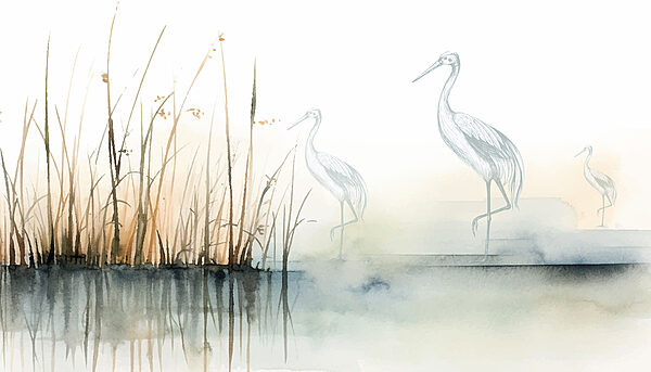 Tekening van vogels op het water Tekening van vogels op het water