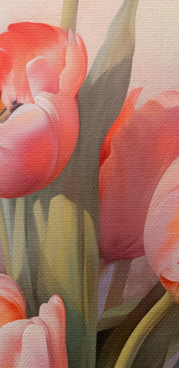 Schilderij van roze tulpen Schilderij van roze tulpen