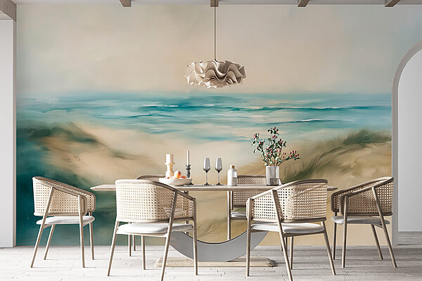 Schilderij van een strand Schilderij van een strand