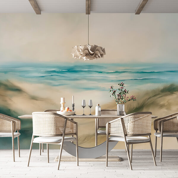 Schilderij van een strand Schilderij van een strand