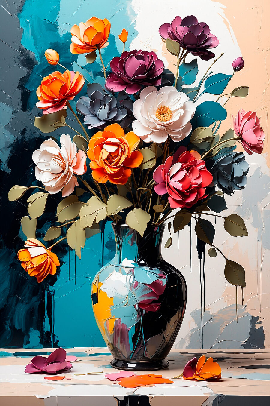Vaas met bloemen erin