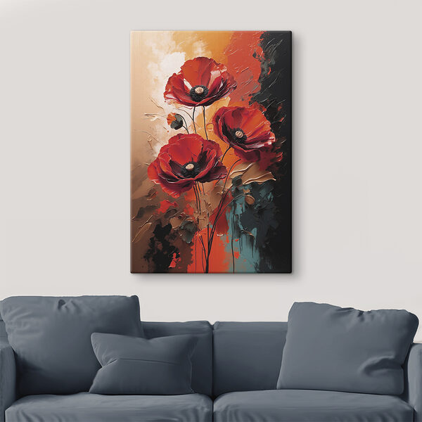 Schilderij van rode bloemen Schilderij van rode bloemen