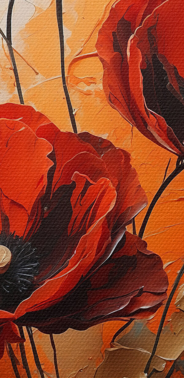 Schilderij van rode bloemen Schilderij van rode bloemen