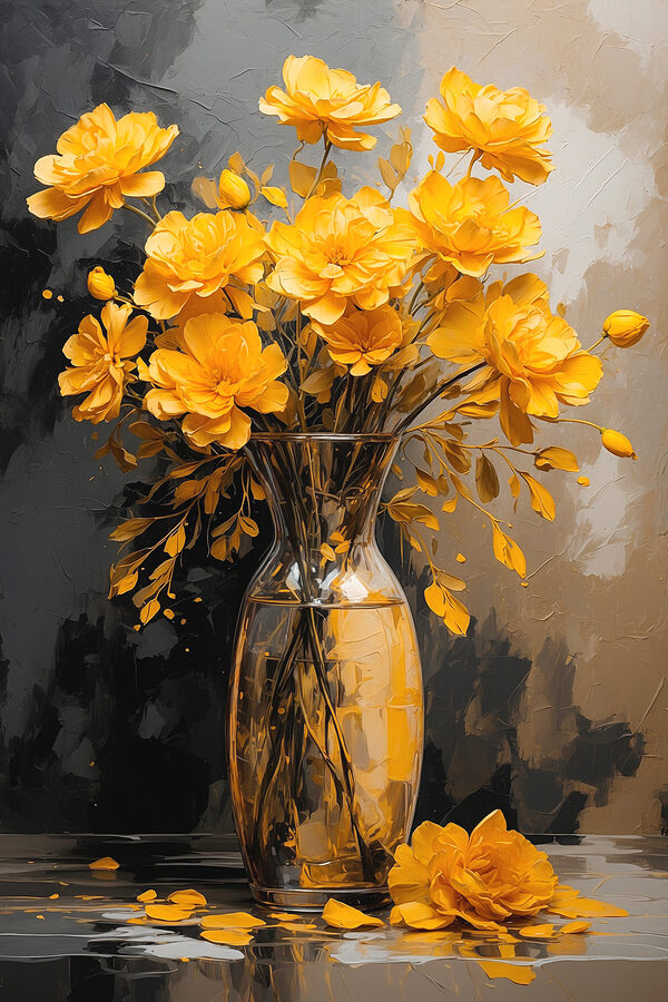 Vase with yellow flowers Vase with yellow flowers