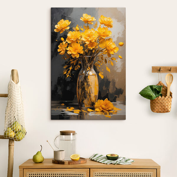 Vase with yellow flowers Vase with yellow flowers