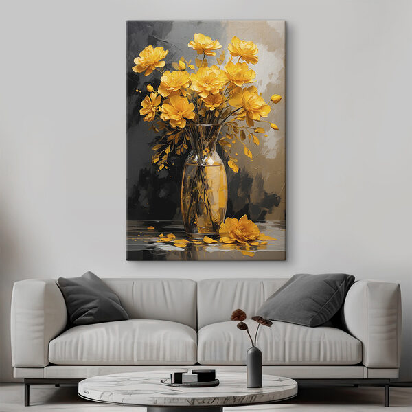 Vase with yellow flowers Vase with yellow flowers