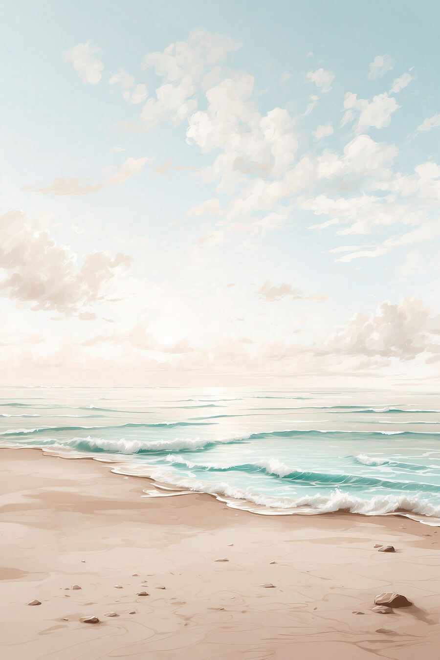 Strand met golven en zand