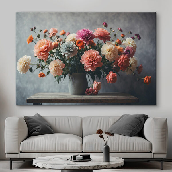 Vaas met bloemen op een tafel Vaas met bloemen op een tafel