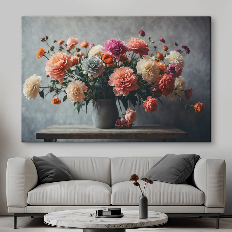 Vaas met bloemen op een tafel