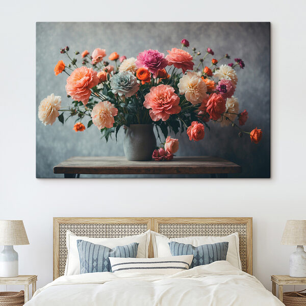 Vaas met bloemen op een tafel Vaas met bloemen op een tafel