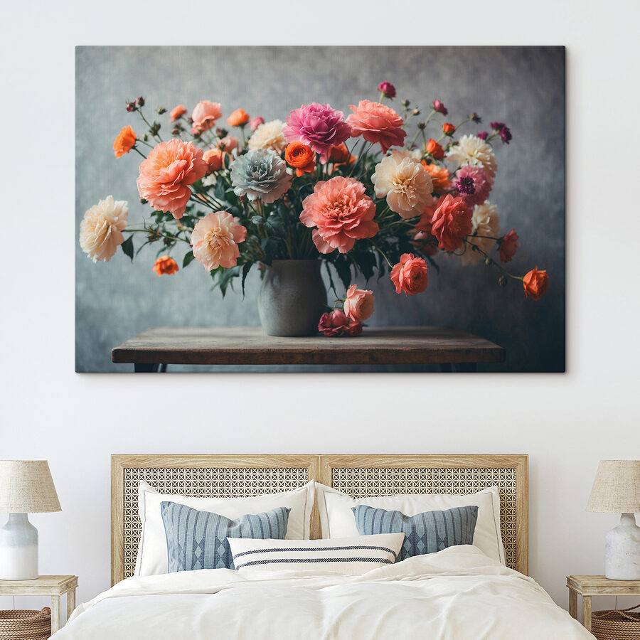 Vaas met bloemen op een tafel