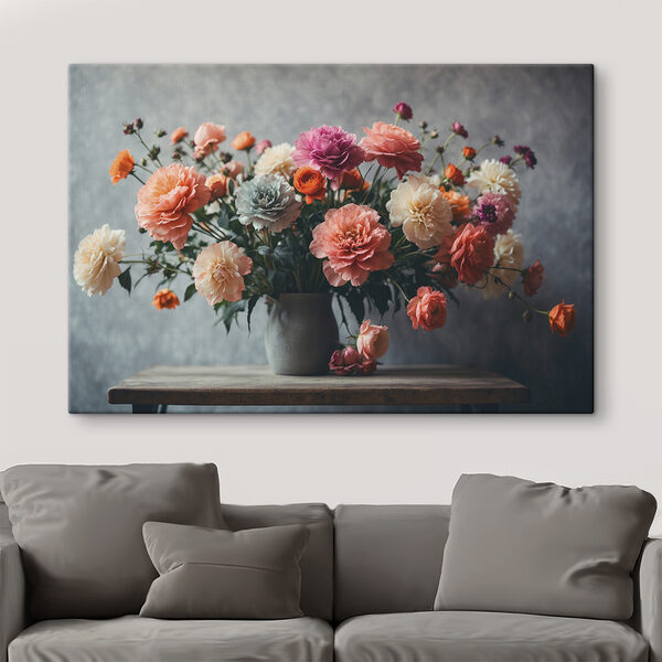 Vaas met bloemen op een tafel Vaas met bloemen op een tafel