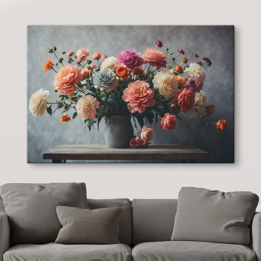 Vaas met bloemen op een tafel