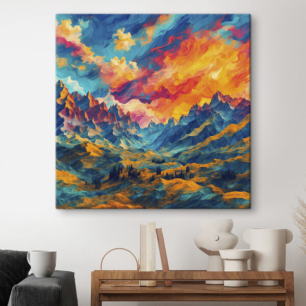 Kleurrijk berglandschap met wolken Kleurrijk berglandschap met wolken