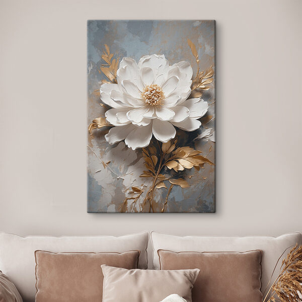 Witte bloem met metallic blad Witte bloem met metallic blad