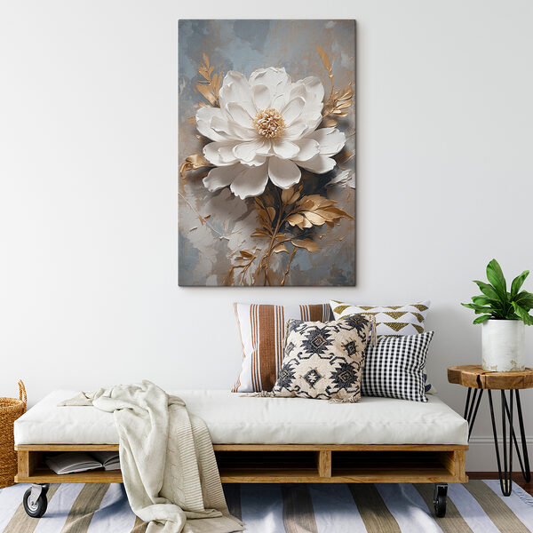 Witte bloem met metallic blad Witte bloem met metallic blad