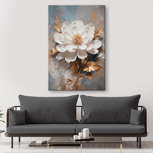 Witte bloem met metallic blad Witte bloem met metallic blad