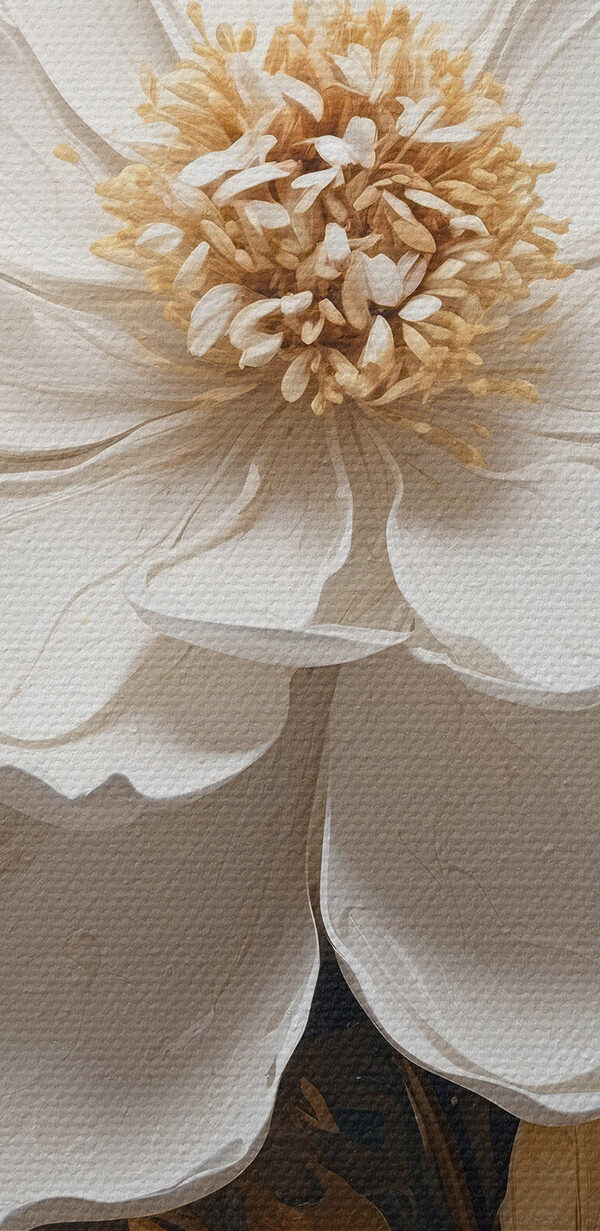 Witte bloem met metallic blad Witte bloem met metallic blad