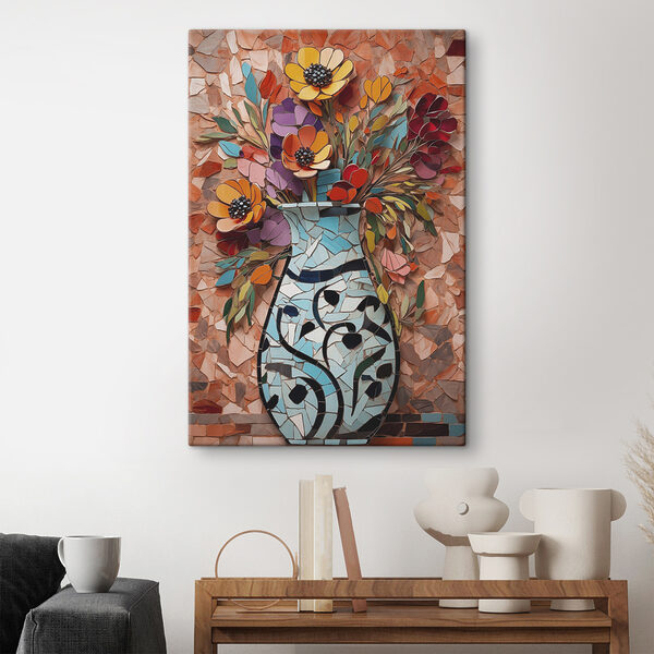 Mozaïek van bloemen in een vaas Mozaïek van bloemen in een vaas