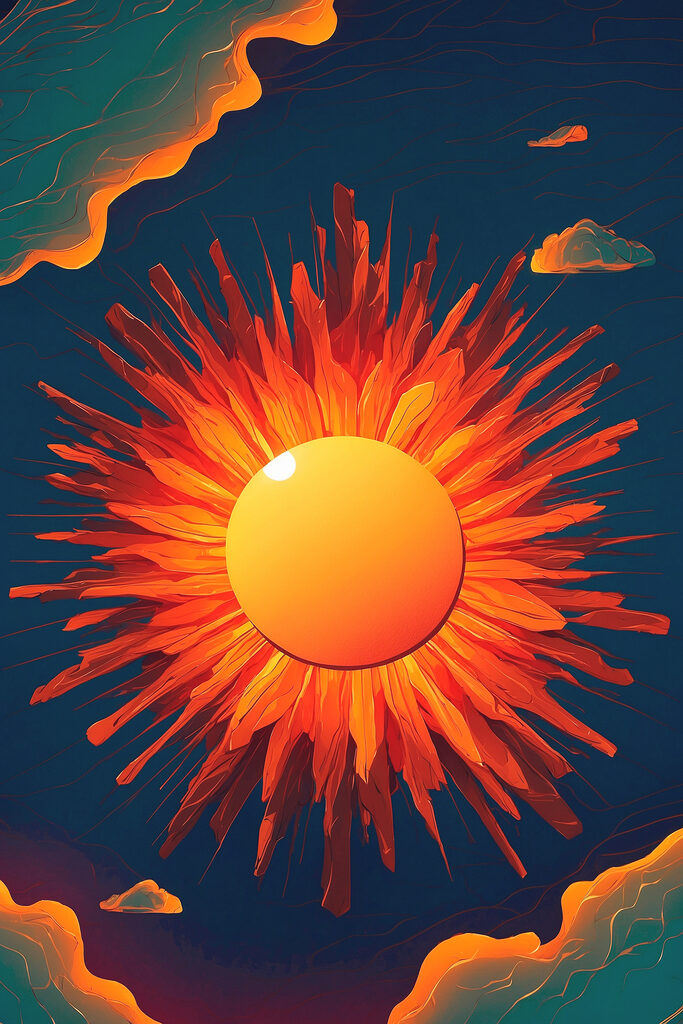 Sun with a bright sun in the sky Sun with a bright sun in the sky