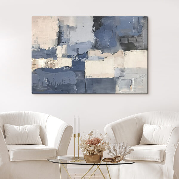Painting of different shades of blue and white