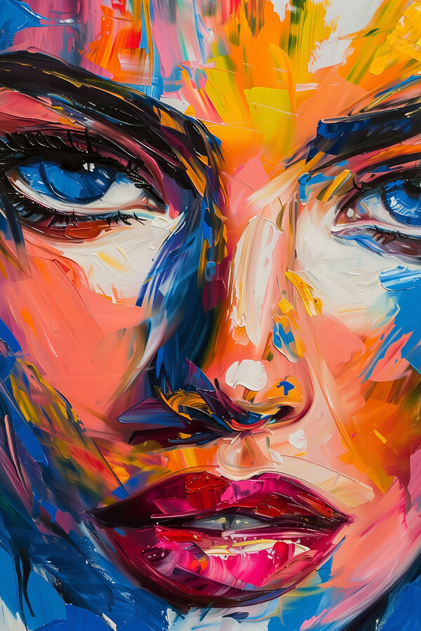 Schilderij van een vrouw’s gezicht Schilderij van een vrouw’s gezicht