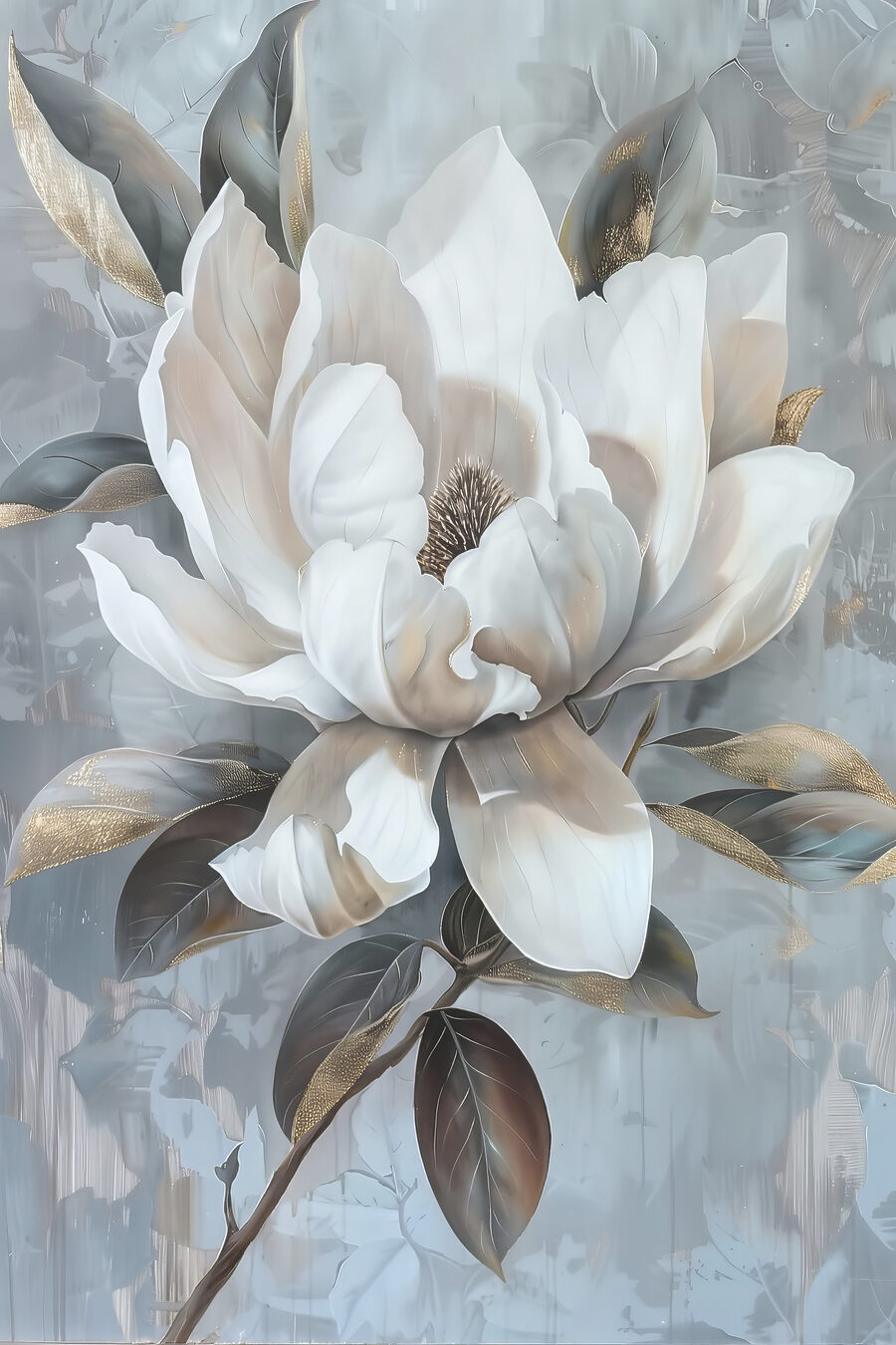 Witte bloem met bruine bladeren