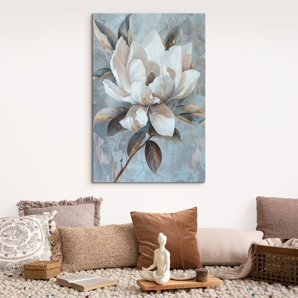 Witte bloem met bruine bladeren Witte bloem met bruine bladeren