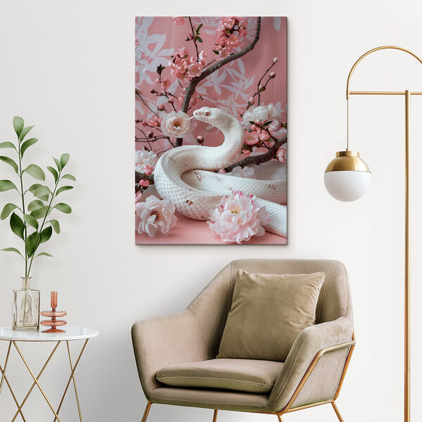 Witte slang met roze bloemen Witte slang met roze bloemen