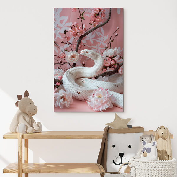 Witte slang met roze bloemen Witte slang met roze bloemen