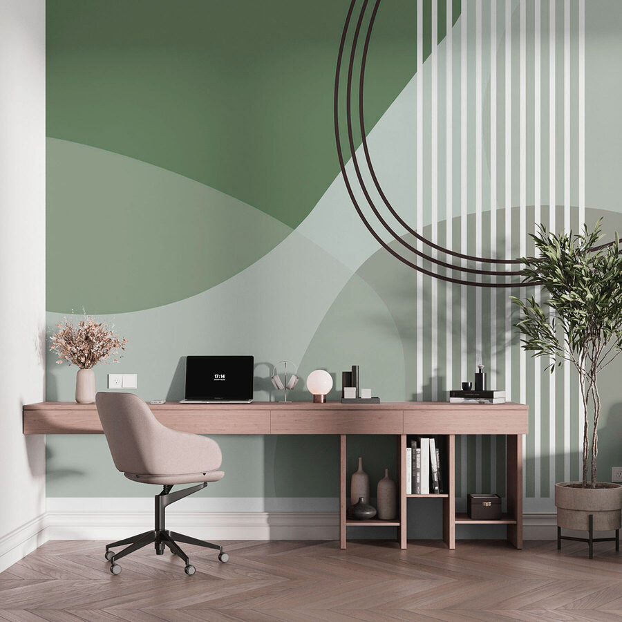 Groene en witte achtergrond met lijnen en cirkels