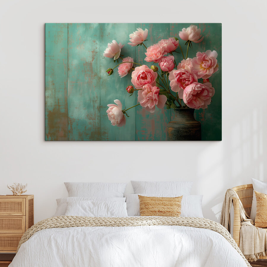Vaas met roze bloemen