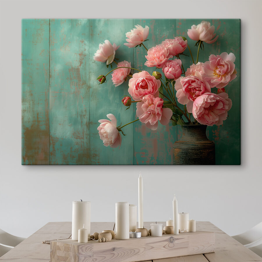 Vaas met roze bloemen