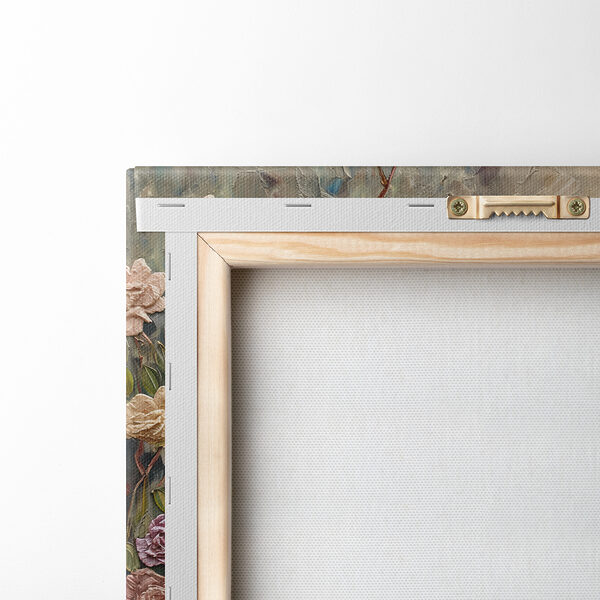 Schilderij van een pauw omringd door bloemen Schilderij van een pauw omringd door bloemen