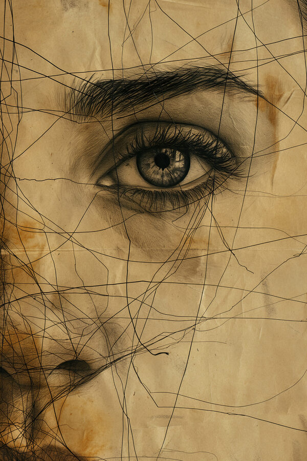 Tekening van een vrouwelijk oog Tekening van een vrouwelijk oog