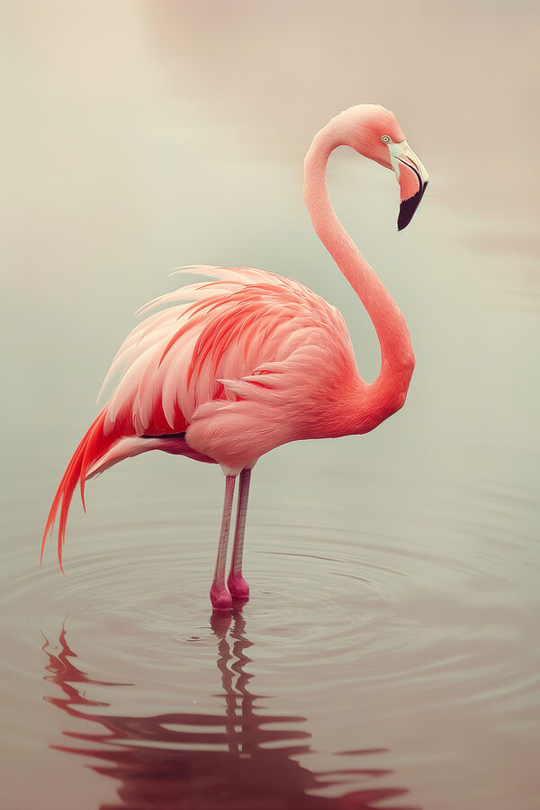 Flamingo staand in water Flamingo staand in water