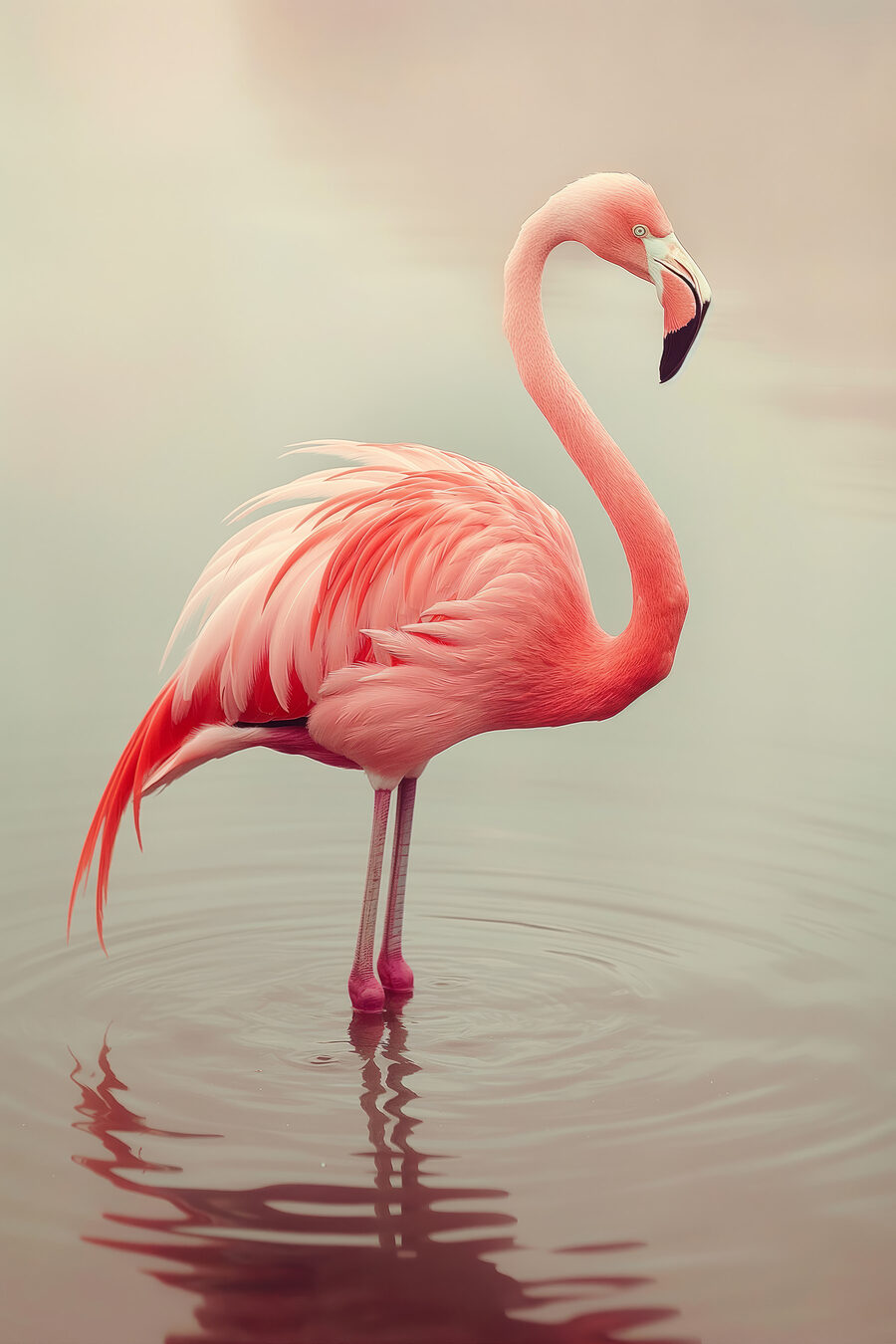 Flamingo staand in water