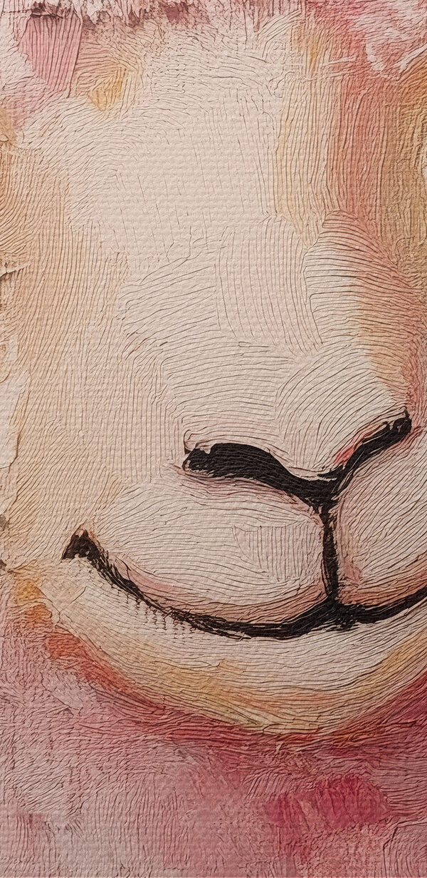 Schilderij van een roze schaap Schilderij van een roze schaap