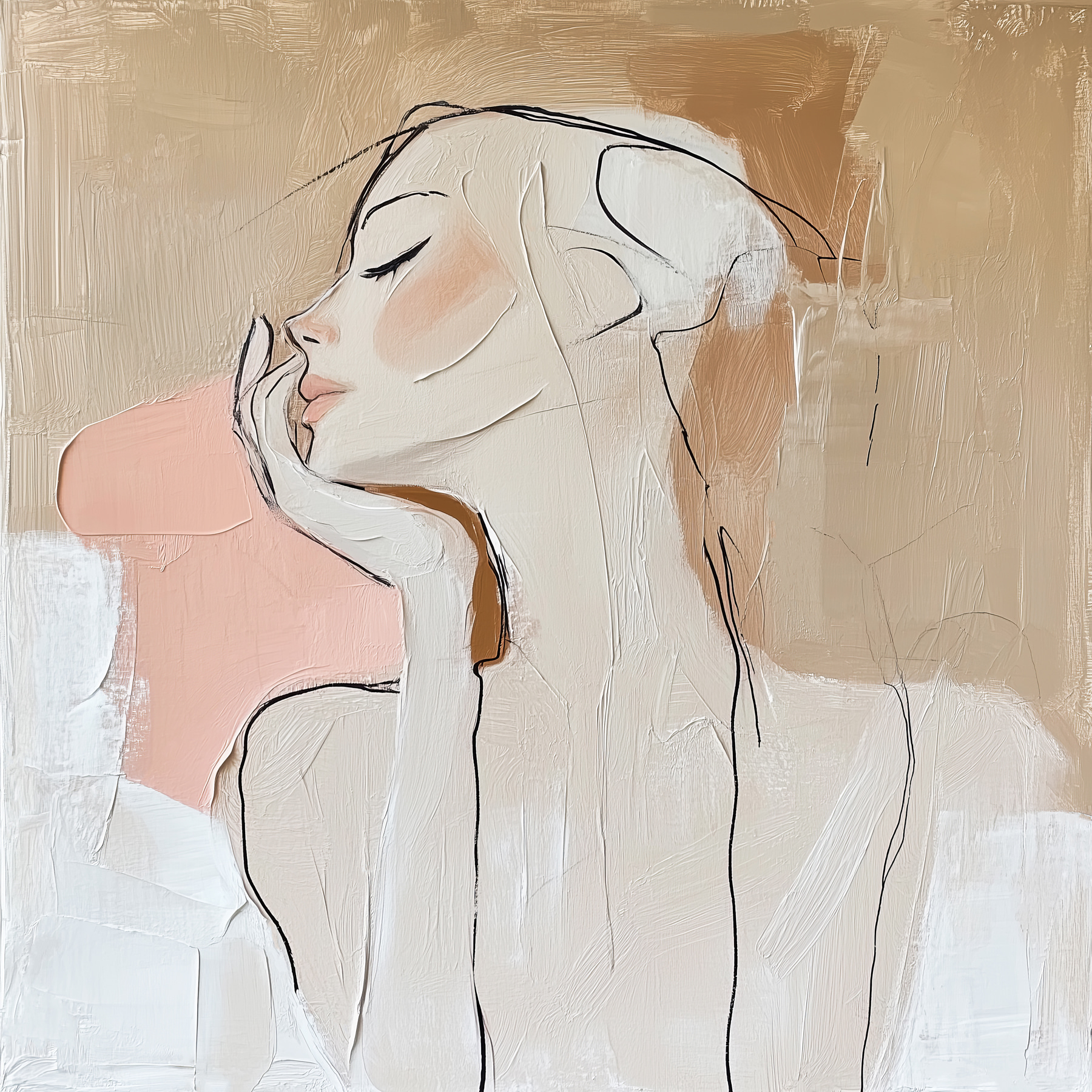 Painting of a woman with her hand on her face