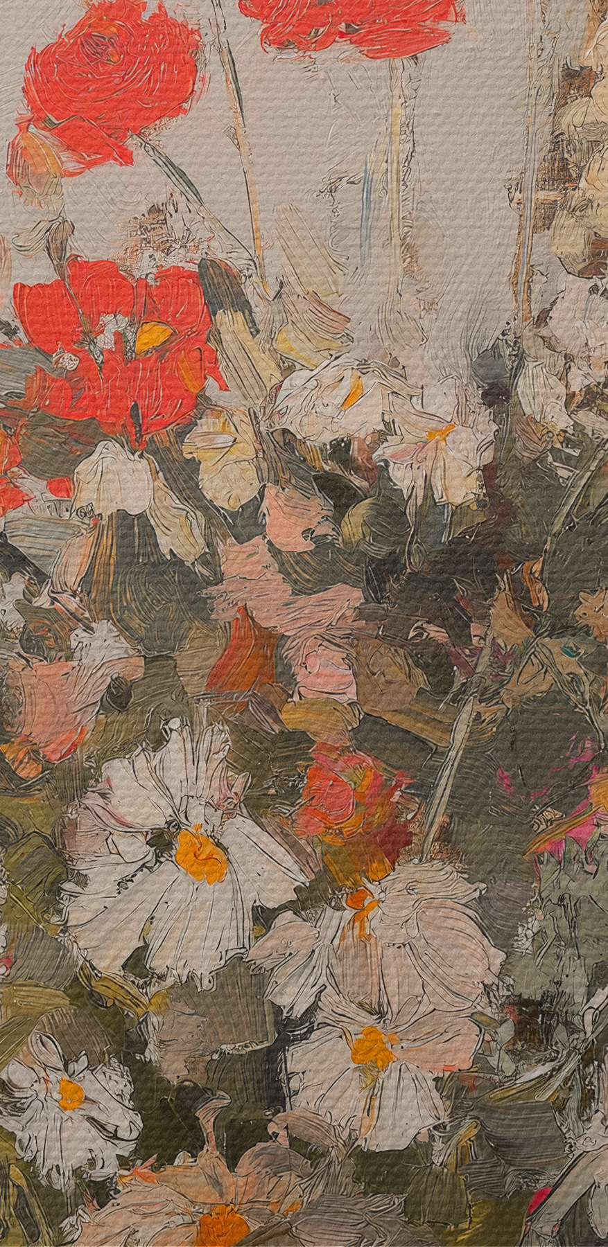 Schilderij van bloemen in een vaas